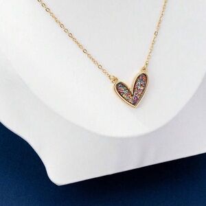 Multi-Color Glitter Heart Pendant Necklace